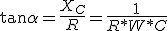   \tan{\alpha }=\frac{1}{R*W*C}  