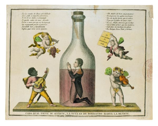 Caricatura de José I Caricatura de José I rezando dentro de una botella