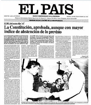 Portada de El País del 7 de diciembre de 1978